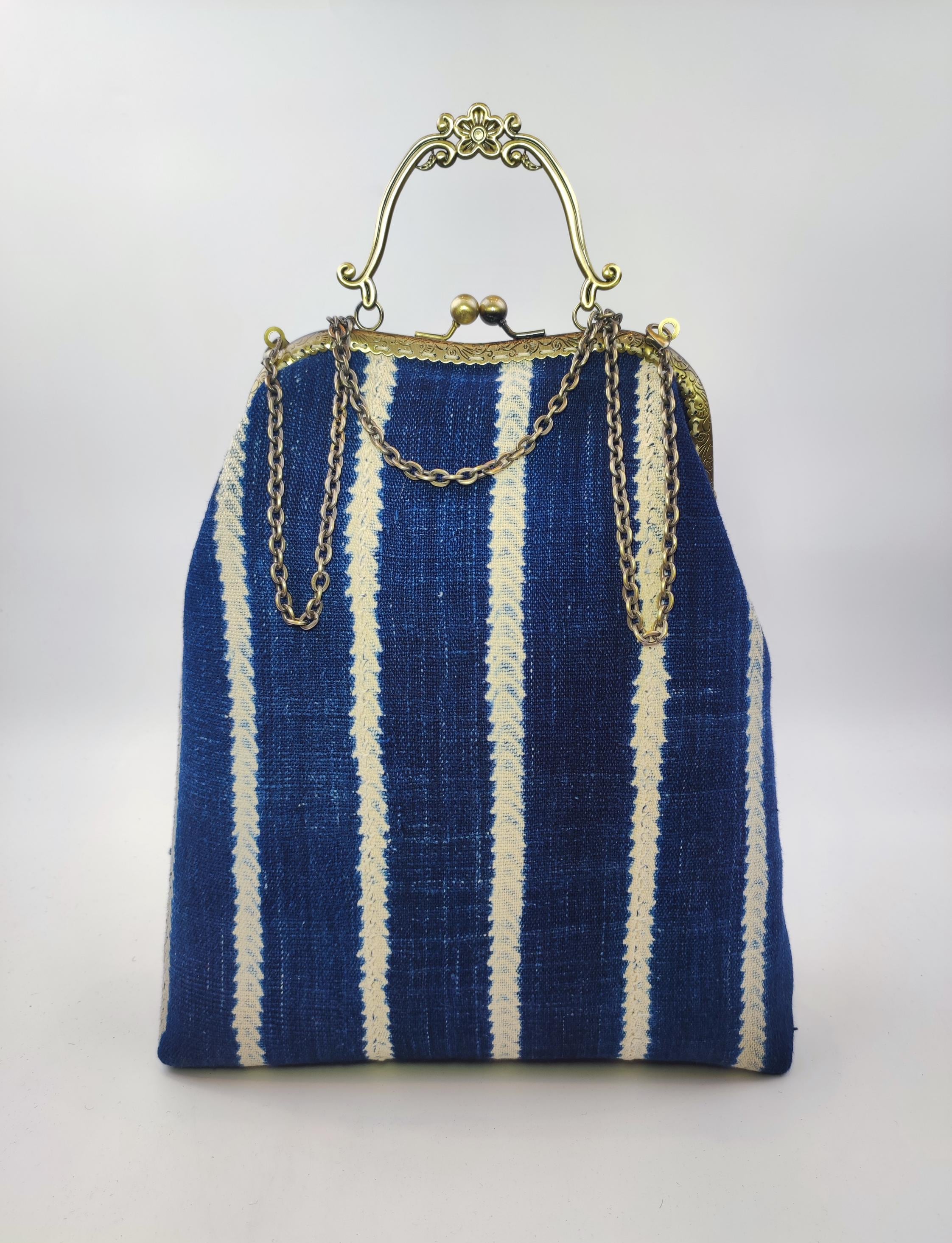 XL Handwoven Mudcloth Kiss Lock Bag: African Fabric Evening Bag - Etsy