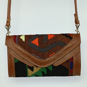 Damen Geldbörse, Kelim Geldbörse, Kelim Geldbörse, Boho Stil, Leder Geldbörse, Muttertagsgeschenk, handgefertigte Geldbörse, Crossbody