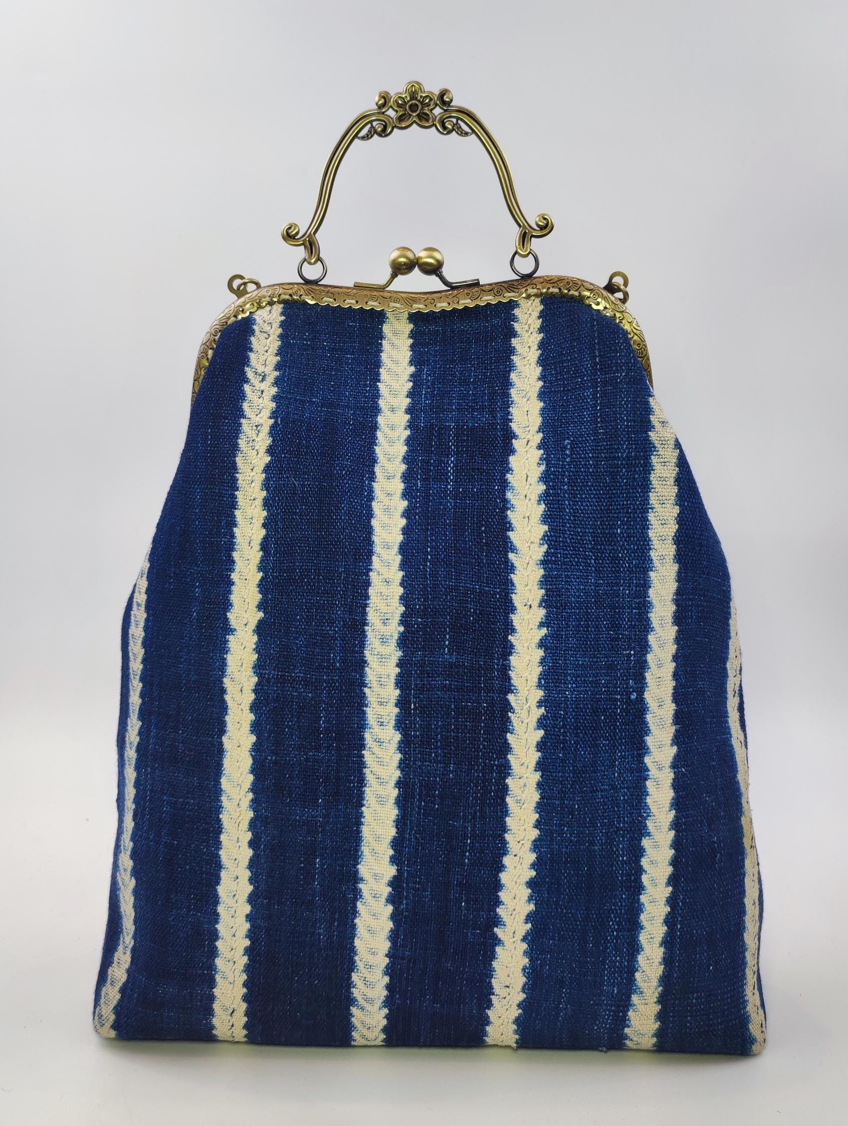XL Handwoven Mudcloth Kiss Lock Bag: African Fabric Evening Bag - Etsy