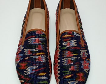 Women's Kilim Loafer size 42EU(12US), Kilim Shoes, Vintage Kilim Loafer, Tapestry Shoes, Gift For Her, Kilim Artisan Loafer, Handmade Kilim