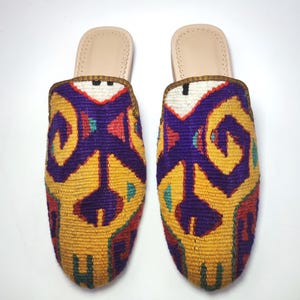 40EU(10US) Women&#39;s  Kilim Mules, Original Kilim Shoes, Handcrafted  kilim Slipper, Kilim Outdoor İndoor Slides, One of a kind  kilim Slides