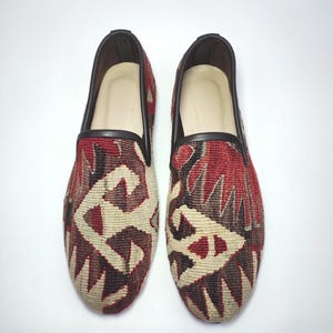 42EU/ 9US / 8UK Men Kilim Shoes, Handcrafted Original Vintage Kilim Loafer, One of a kind kilim Loafer, Leather sole shoes