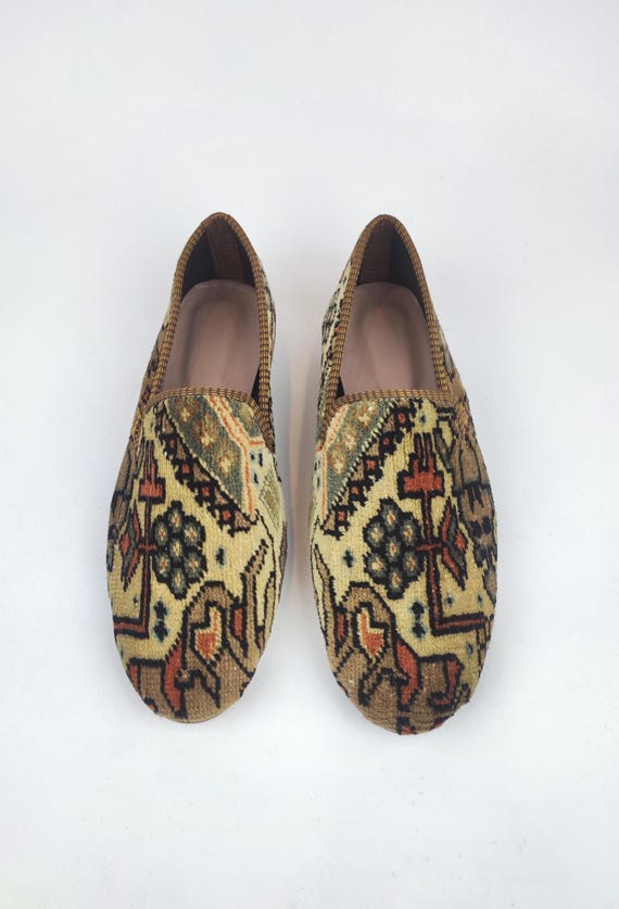 Turkish Carpet Loafers 41 EU/ 11 US/ 9 UK Handknotted Vintage Turkish Rug Loafers  main image 2