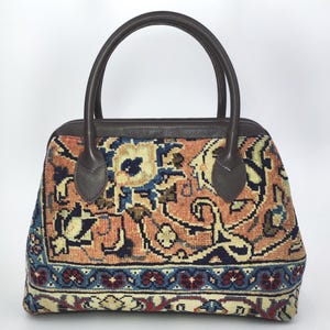 Original Carpet Bag, Handknotted Vintage Carpet Top handle Bag, One of a kind carpet bag, Handcrafted bag, Bohemian carpet bag, Carpet purse