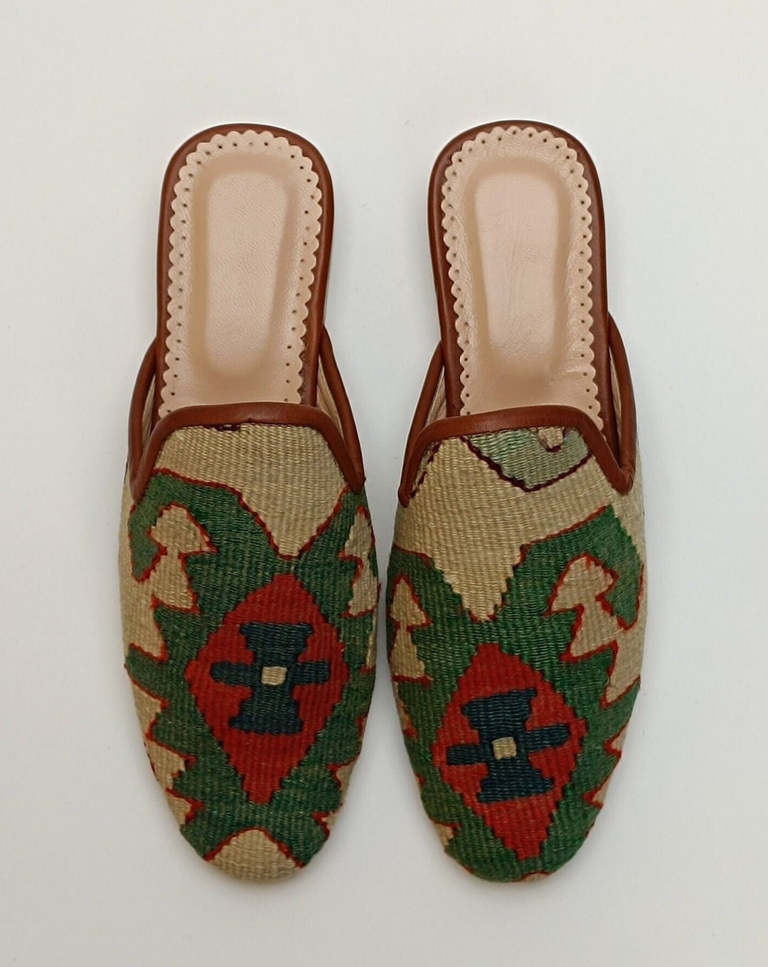 Women's Carpet Mules 39EU9US, Turkish Carpet Loafer, Carpet Slipper