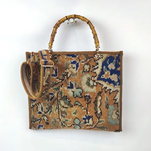 Briefcase, Original Vintage Handknotted carpet Adjustable strap Crossbody Bag, Rug Laptop bag, One of a kind vintage carpet bag