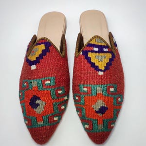 41EU(11US) Women Kilim Shoes , One of a Kind Kilim slipper, Handcrafted Kilim Slides, Women Kilim shoes, Handwoven kilim Mules