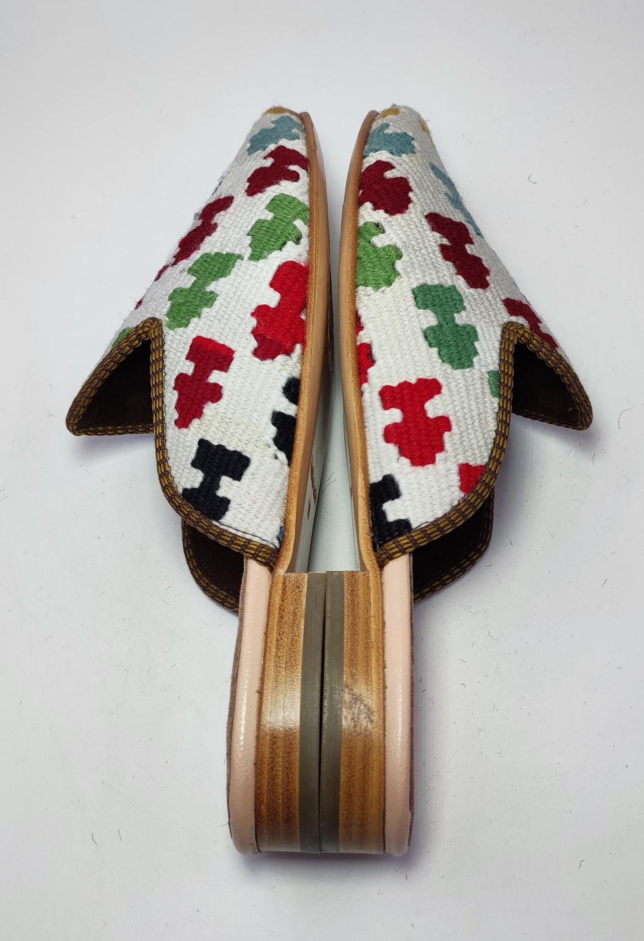 ヴィンテージトルコキリムミュール：手作りレディーススライド（EU 38