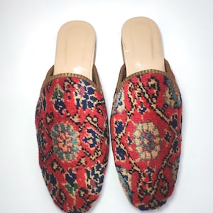 43EU/10US/9UK Men Carpet Slipper, Original Men&#39;s Handknotted Carpet Mules, handcrafted Men&#39;s carpet Slides, Men&#39;s Shoes