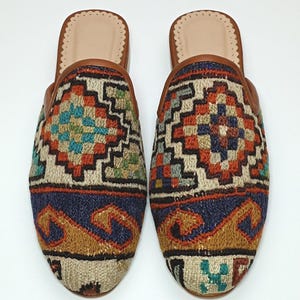 Women&#39;s Kilim Mules 37EU(7US), Turkish Kilim Slipper, Ethnic Kilim Shoes, Traditional Shoes, Handmade Women&#39;s shoes, fashion Slipper, Mules