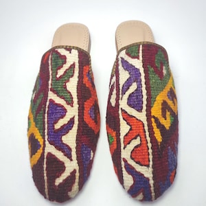 42EU(12US) Women Kilim Shoes , One of a Kind Kilim slipper, Handcarfted Kilim Slides, Women Kilim shoes, Handwoven kilim Mules