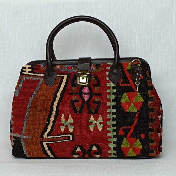 Carpet Bag, Turkish Kilim Bag,Ethnic Tote Bag,Traditional Tote Bag, Handmade Bag, Carpet Bag, Kilim rug bag, Western Style Bag