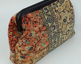 Teppich Clutch, Vintage Teppich Abendtasche, türkische Teppich Handtasche, Boho Stil