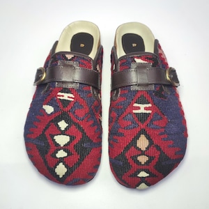43EU/10US/9UK Men Original Kilim Clogs, Original Handwoven vintage Kilim Clogs, Light weight foam sole, One of a Kind carpet Mule