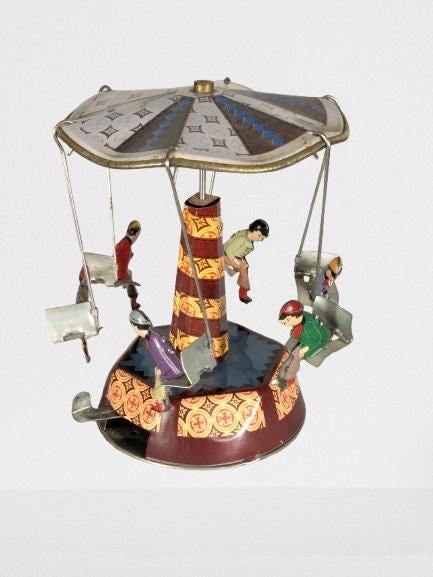 Balançoire Jouet Vintage En Tôle — Jouet Mécanique Ancien Rare — Origine Inde — Occasion — Pour Collection
