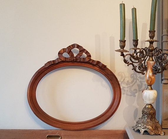 CADRE ancien sculpté, ovale, en bois, déco romantique, campagne chic