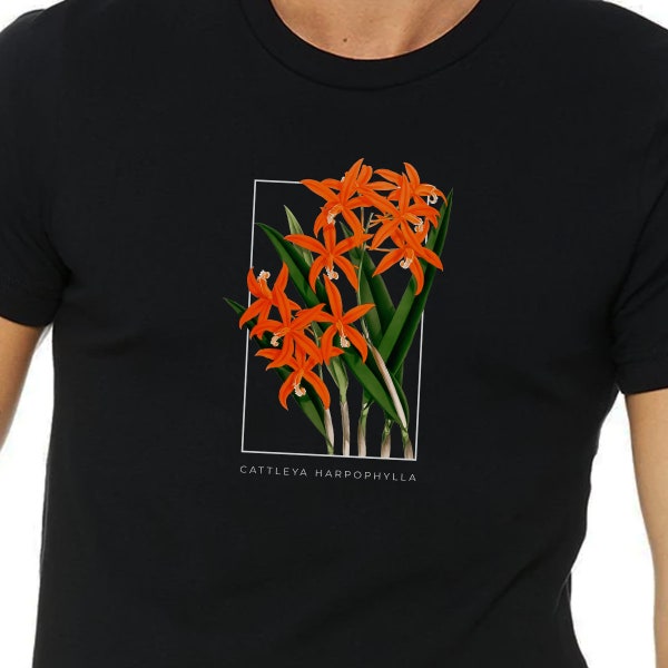 Vintage Botanical Orchid Illustration Shirt - Orchid T-shirt - Cattleya harpophylla