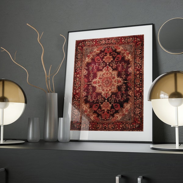 Vintage Turkish Rug Digital Poster Print | Antique Wall Decor | Aged Rug Poster | Antique Tapestry Wall Art | Vintage Rug Digital Download