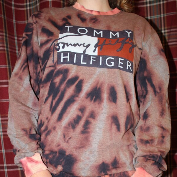 Bleach dyed Tommy Hilfiger sweatshirt