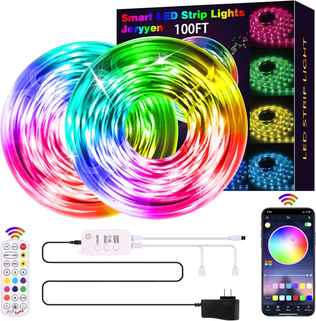 Led Strip Lights 100ft RGB Led Light With Remote and App Control Led