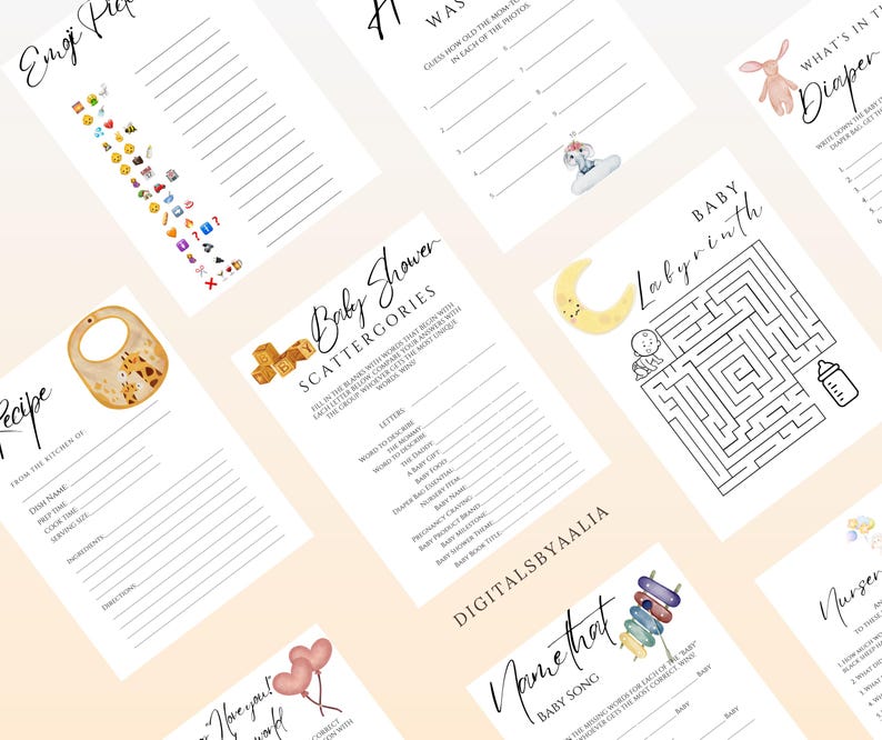 Baby Shower Games Bundle | Minimalist Neutral Editable Templates for ...