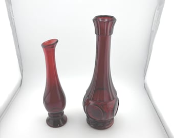 Vintage 1970s Wheaton Ruby Red Bullseye Vase or Avon Ruby Red Perfume Bottle Vase