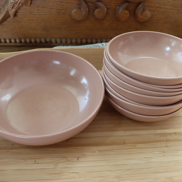 1960s Melamine/Melmac Dinnerware #201 and #202  1 Serving Bowl/ Dish and 8 Individual Bowls Pink Outdoor Dining Melamine Kid friendly