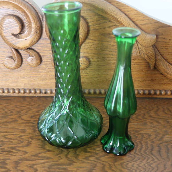 Emerald Green Avon and Hoosier Glass Vases Being sold together
