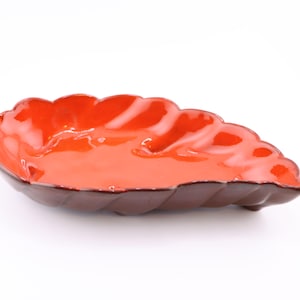 Frankoma 225 Fall Leaf Brilliant Orange/Red inside and Reddish Brown Outside