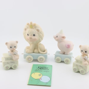 Choice of NIB Enesco Precious Moments Birthday Train Series Baby Bear with Bottle Pig 3 years Lion 5 years