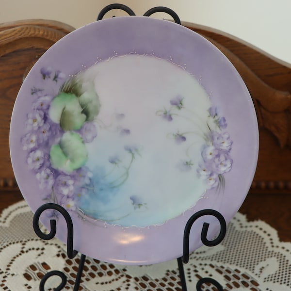 Thomas Serves Bavaria Porcelain Plate Purple Flowers RARE Find