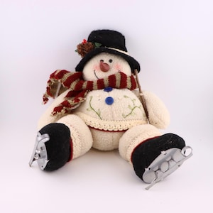 Soft Snowman on Ice Skates Seasonal  Winter Holiday Decor