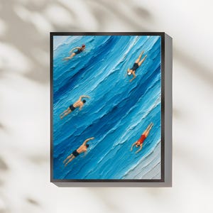 Tiny Pool Swimmers Digital Wall Art, Mini Swimmers Print, Summer Wall Art, Minimal Home Decor, Cozy Summer Decor, Digital Print, Wall Art