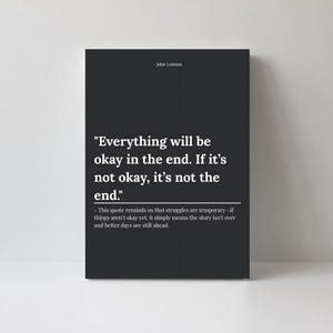 Everything Will Be Okay Poster, Motivational Quote Wall Art, Minimalistic Decor, Modern Art, Motivational Digital Poster, John Lennon Quote