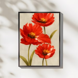 Red Flowers Print | Abstract Wall Art | Flower Market | Botanical Wall Art | Flower Art | Printable Art | Gift for Her | Instant Download