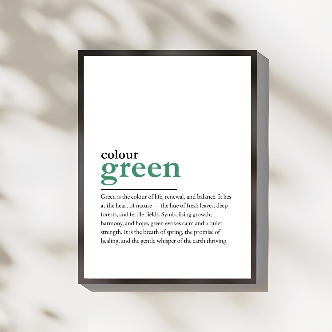 Green Definition Colour Green Definition Print | Colour Quote Print | Definition Poster ...