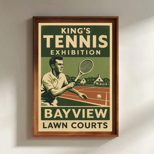 Vintage Retro Tennis Poster, Sport Art Decor, Gift for Tennis Lover, Tennis Poster Art, Digital Download, Living Room Wall Art, Modern Art