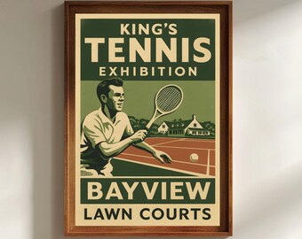 Vintage Tennis Poster: Retro Sport Art Print (Digital Download