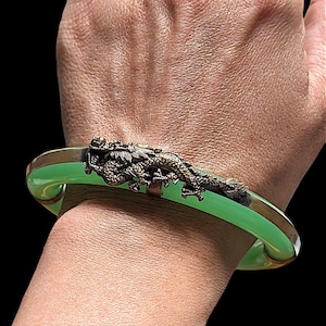 Antique Silver Dragon & Phoenix Jade Gemstone Stone Bangle Bracelet Wedding Jewelry Gift For Daughter Sterling Silver Christmas Gifts Lunar