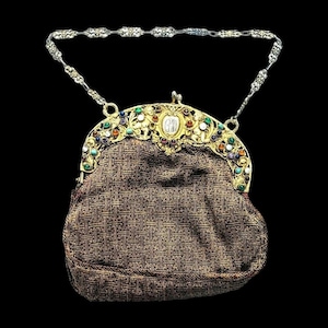 Antike Gold Silber Edelstein Affe Cherub Edelstein Handtasche Tasche Vintage Hochzeiten