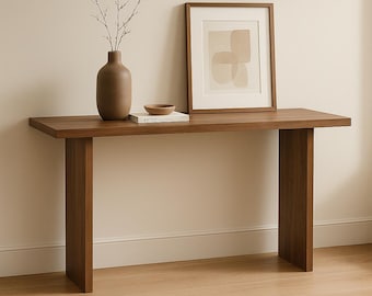Massief houten consoletafel • Moderne haltafel in walnoot, eiken of kersenhout • Minimalistisch gangmeubilair • 3 maten + aangepaste maatvoering