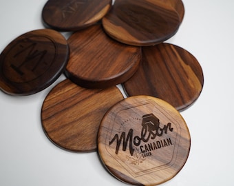 Customizable Handcrafted Hardwood Coasters – Walnut