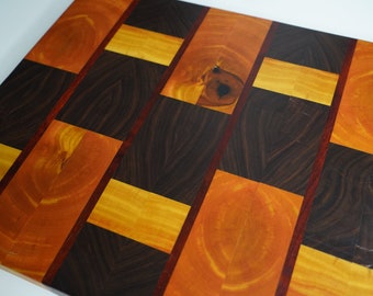 Yellow Heart, Walnut, amd Padauk End Grain Cutting Block