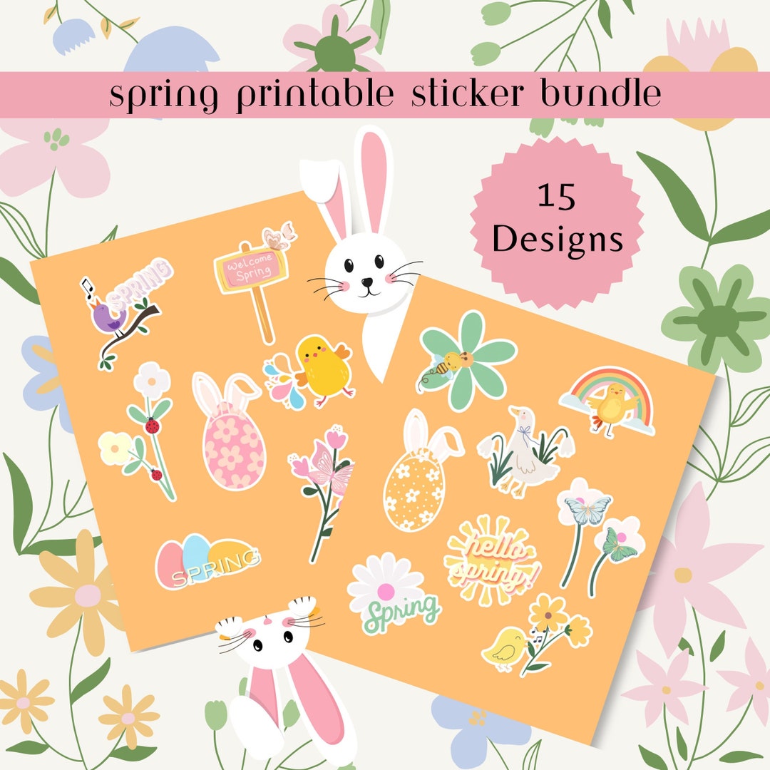 Sticker Mini Spring Roll Spring Stickers | Printable Stickers | Digital Stickers | A4 Sticker ...