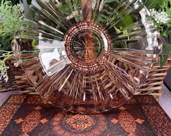 Vintage "Old Cafe" Pink Depression Glass, Raised Dish with Handles by Anchor Hocking, Pink Depression Glass Serving plate