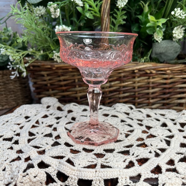 VERY RARE Rock Crystal Pink Champagne Glass by MCKEE, Replacement Glass, Pink Depression Champagne glass, Pink Decorative Champagne Glass