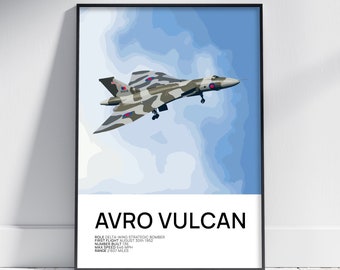 Póster de Avro Vulcan, impresión de Avro Vulcan, póster del bombardero Vulcan, póster de la RAF, impresión de la RAF, póster de aviación, avión de combate, arte mural de aviación, aviación