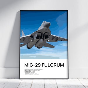 MiG-29 Fulcrum Poster, MiG-29 Fulcrum Print, Aviation Poster, Fighter Aircraft, Aviation Wallart, Aviation Gift, Aviation Artwork, Print
