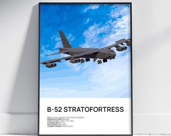 Póster del B-52 Stratofortress, impresión del B-52, póster del B-52, póster de Stratofortress, póster de aviación, avión de combate, arte mural de aviación, regalo de aviación