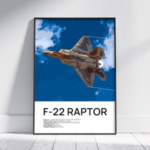 F-22 Raptor Poster, F-22 Raptor Print, Aviation Poster, Fighter Aircraft, Aviation Wallart, Aviation Gift, Aviation Artwork, Aviation Print